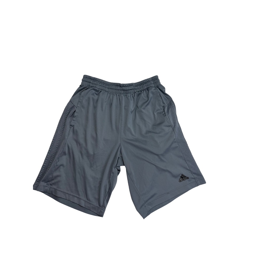 Adidas Gray Athletic Shorts Elastic Waist Drawstring Pockets